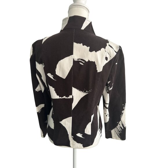 ELLEN TRACY Company Brown White Print Blazer Jacket Size 8 - Picture 7 of 8